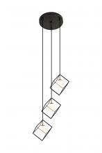 Vinci Lighting Inc. C1088-3AB/BK - Cubo Chandelier Aged Brass/Black