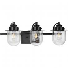  P300436-31M - Northlake Collection Three-Light Matte Black Clear Glass Transitional Bath Light