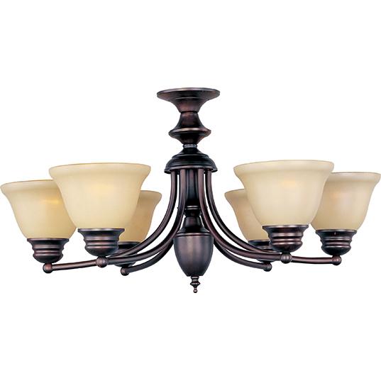 Six Light Oil Rubbed Bronze Wilshire Glass Up Chandelier