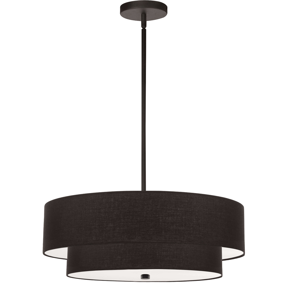 4LT Incand 2 Tier Pendant, MB w/ BK Shade