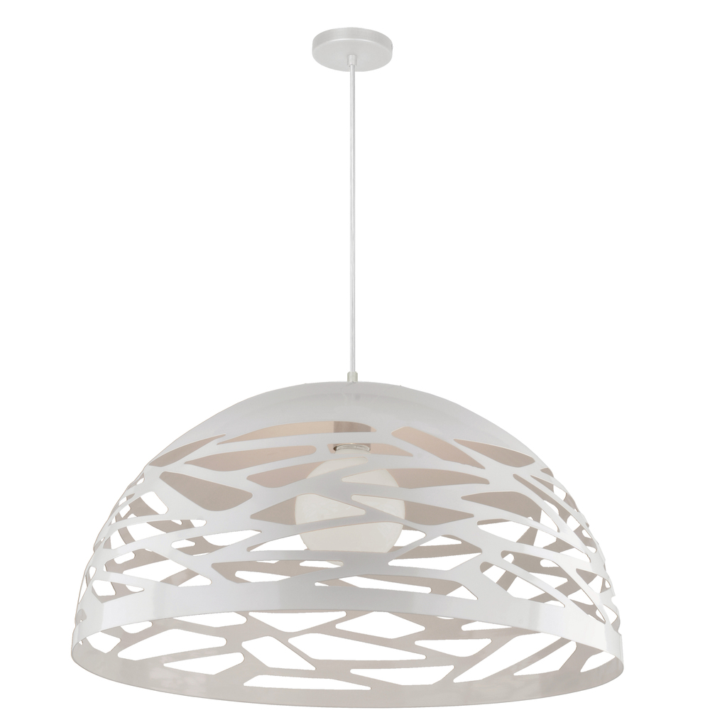 1 Light Pendant, Matte White Finish