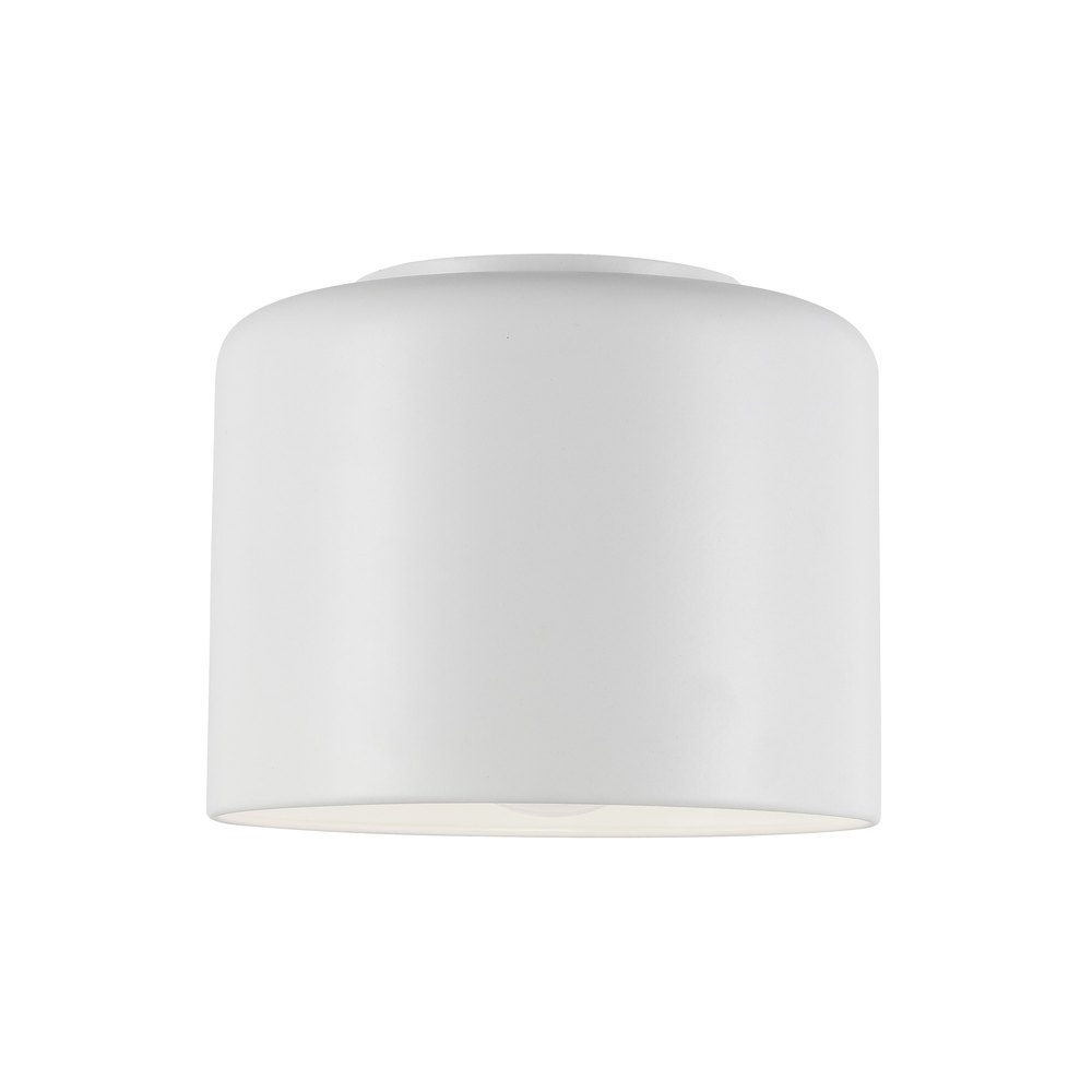 1 Light Incandescent Flush Mount, Matte White Shade