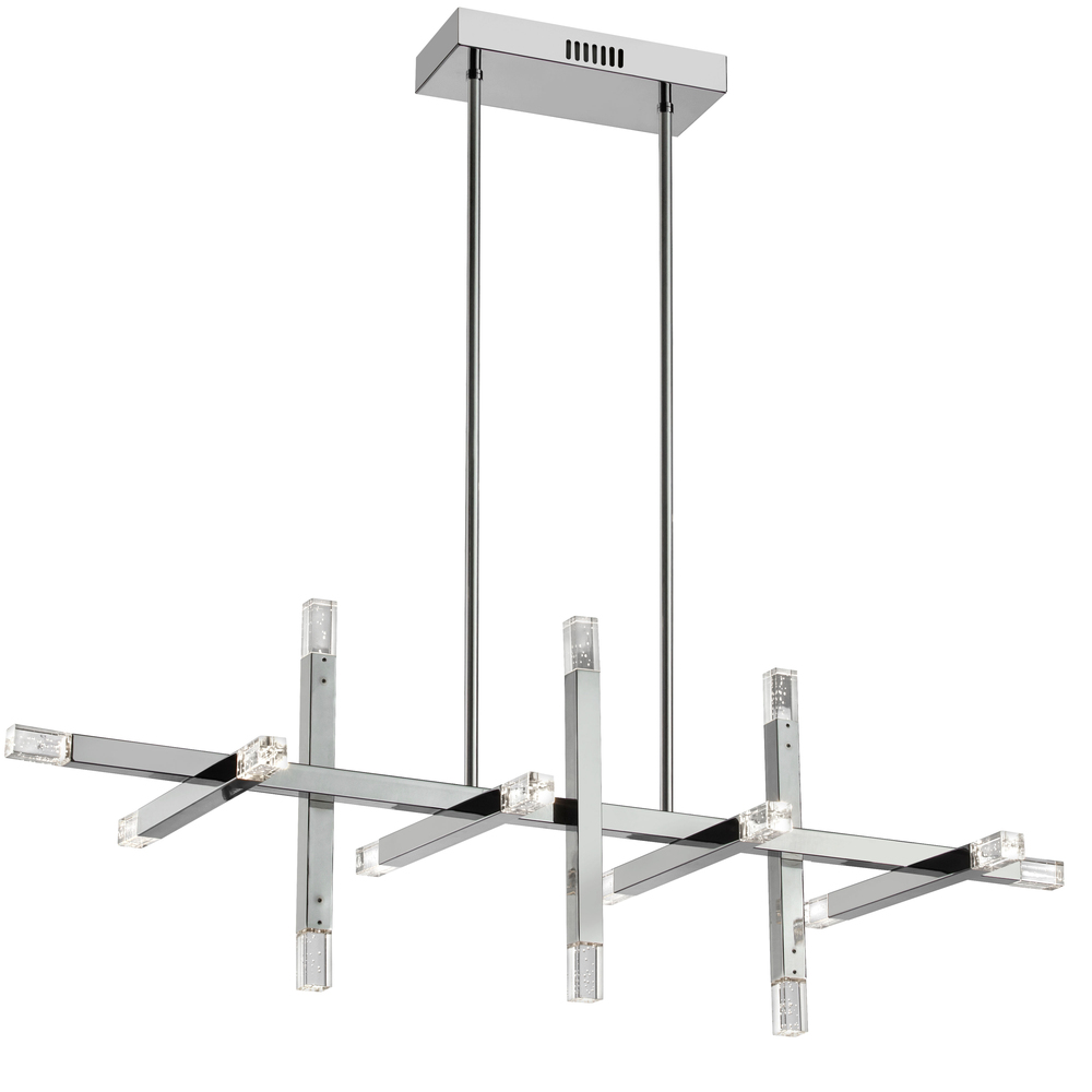 48W Horizontal Polished Chrome Chandelier w/ Acrylic Diffuser