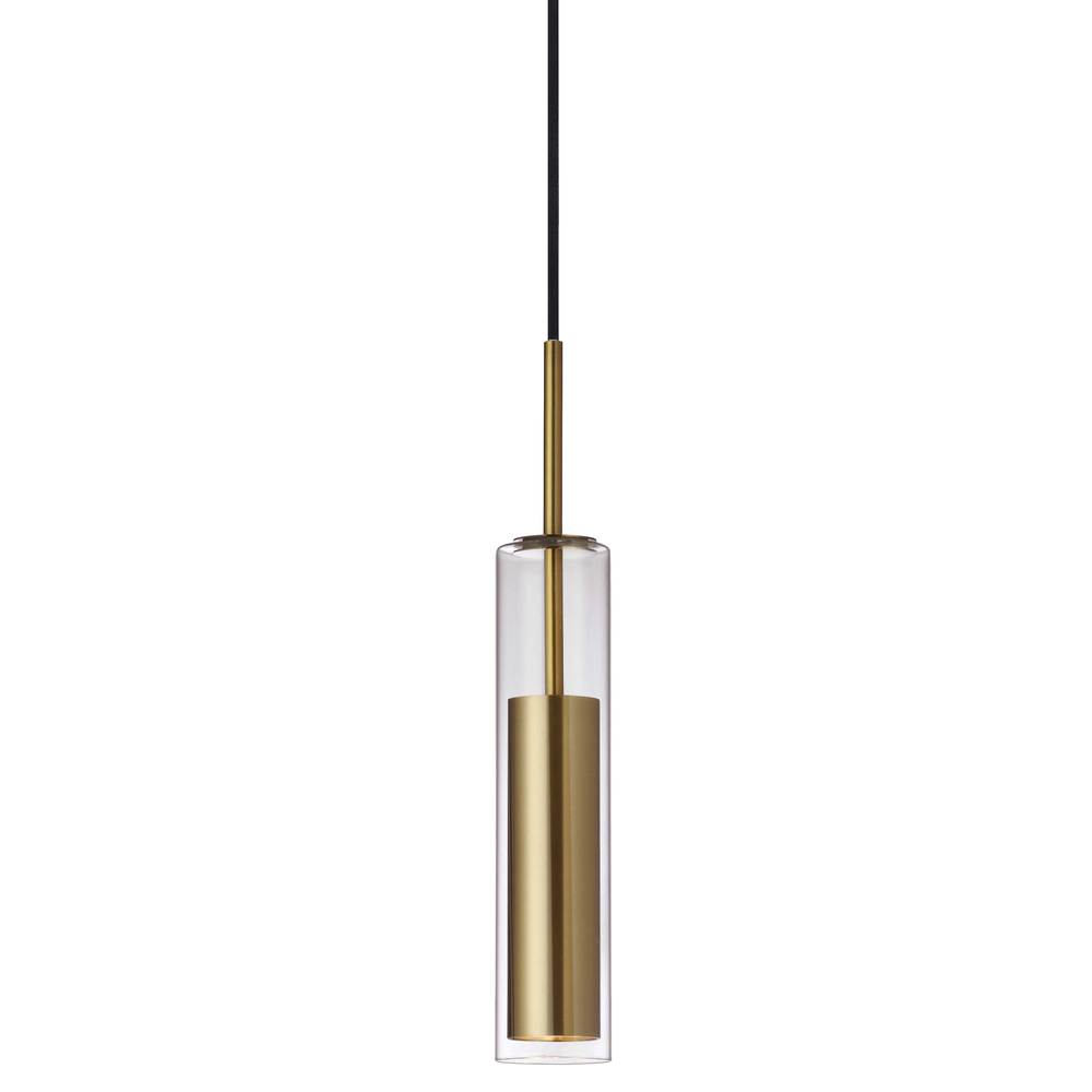 6W Pendant, Aged Brass Finish with Clear Glass