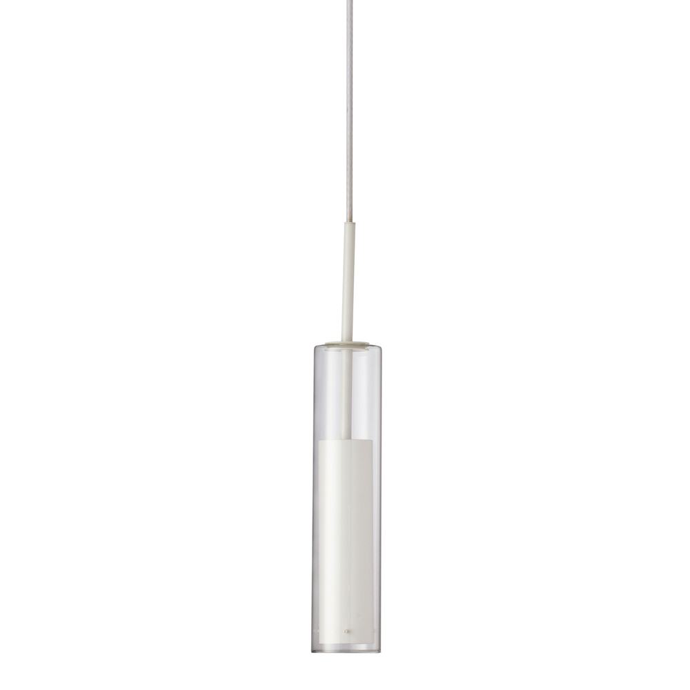 6W LED Pendant, White Finish with Clear Glass