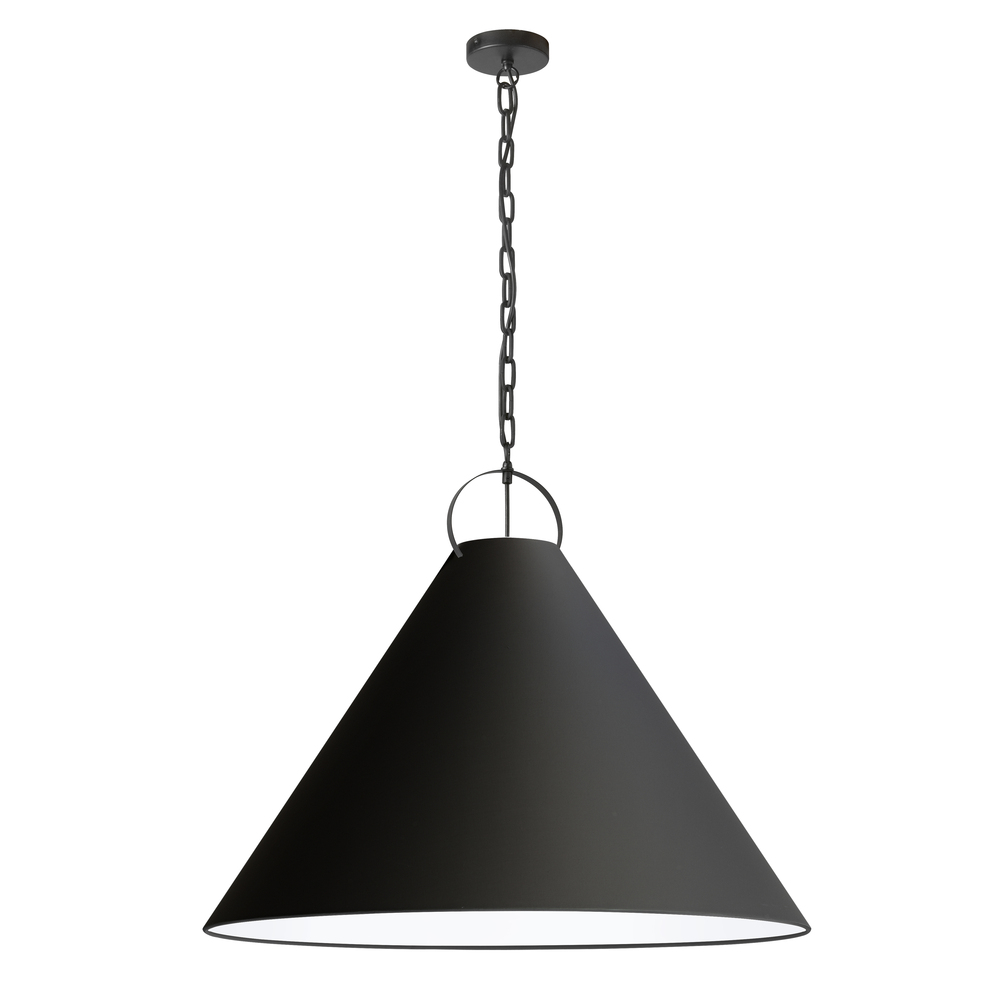 1 Light Incandescent Pendant, Matte Black with Black Shade