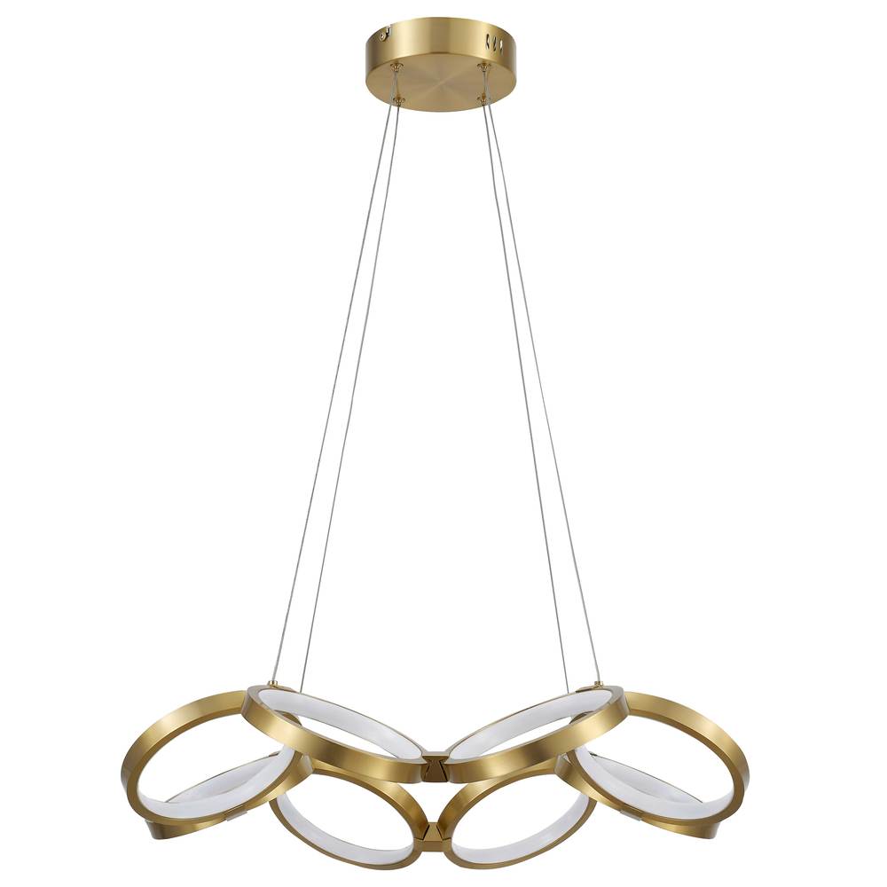 64W Chandelier, Aged Brass w/ White Silicone Diffuser