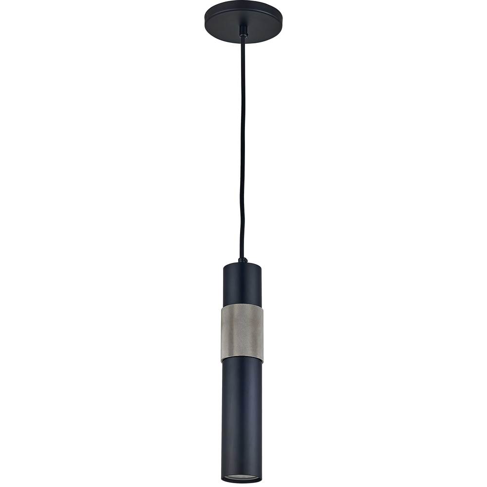 1 Light Halogen Pendant Matte Black/Satin Chrome