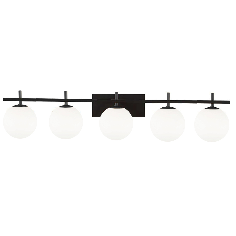 5 Light Halogen Vanity, Matte Black