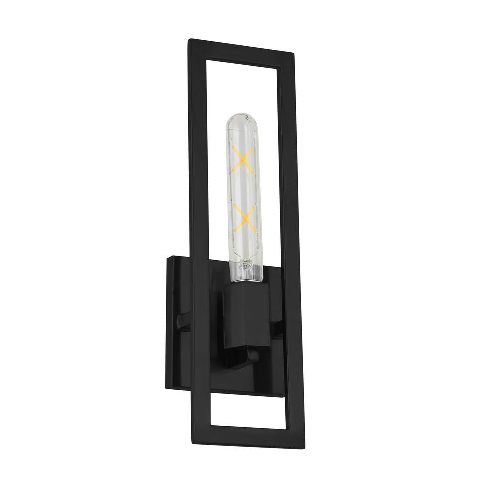 1 Light Incandescent Wall Sconce, Matte Black