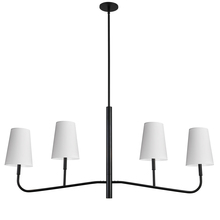 Dainolite ELN-534HC-MB-790 - 4 Light Incandescent Horizontal Chandelier Matte Black with White Shades