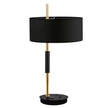 Dainolite FTG-261T-MB-AGB-BK - 1 Light Incandescent Table Lamp, Matte Black & Aged Brass w/ BK Shade