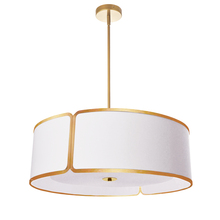 Dainolite NDR-243P-GLD-WH - 4LT Notched Drum Pendant GLD, WH Shade & Diffuser
