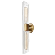 Dainolite SAM-252W-AGB - 2 Light Aged Brass Vanity w/ Clear Fluted Glass