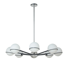 Dainolite SOF-388C-MB-PC - 8 Light Halogen Chandelier, Matte Black / Polished Chrome with White Opal Glass