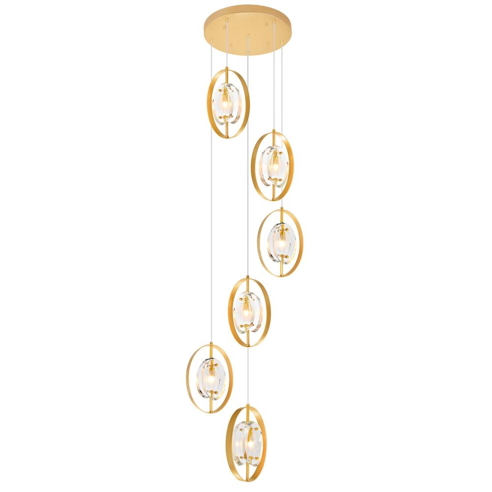 Iris 6 Light Pendant With Sun Gold Finish