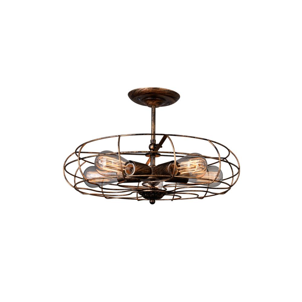 Pamela 5 Light Flush Mount With Antique Copper Finish