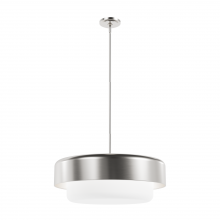  19276 - Hunter Station Brushed Nickel with Frosted Cased White Glass 4 Light Pendant Ceiling Light Fixture