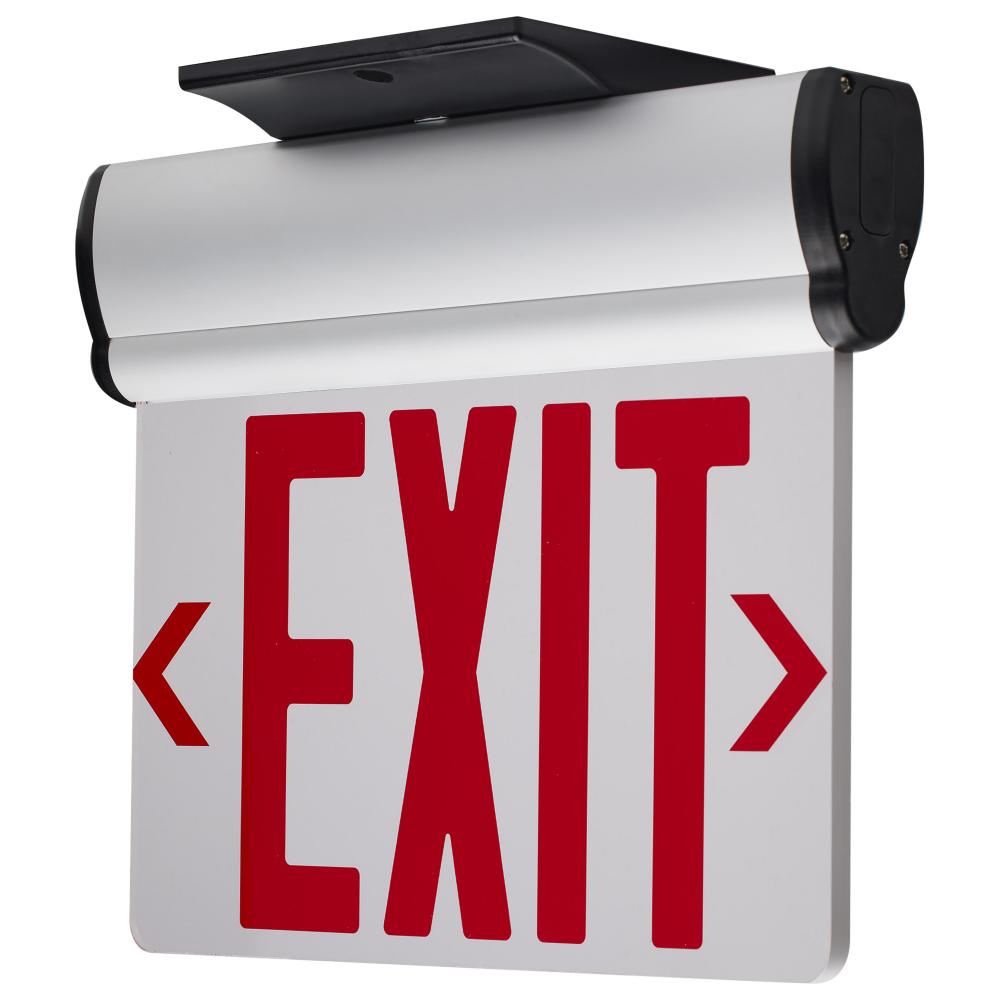 Red (Clear) Edge Lit LED Exit Sign, 90min Ni-Cad backup, 120/277V, Single Face, Top/Back/End Mount