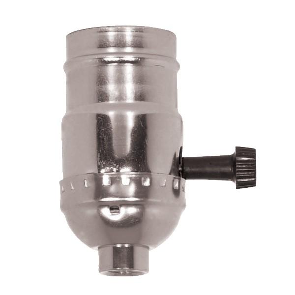 3-Way (2 Circuit) Turn Knob Socket With Removable Knob And Strain Relief; Aluminum; Nickel Finish;