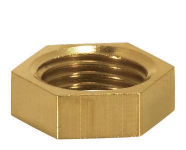 Brass Hexagon Locknut; 1/8 IP; 1/2" Hexagon; 3/16" Thick; Unfinished