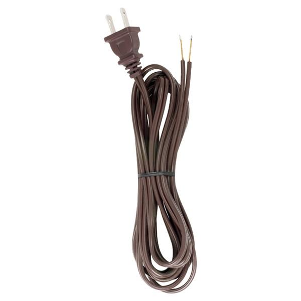 9 Foot 18/2 SPT-2 105C Cord Set; Brown Finish; 36" Hank; 150 Carton; Molded Polarized Plug;