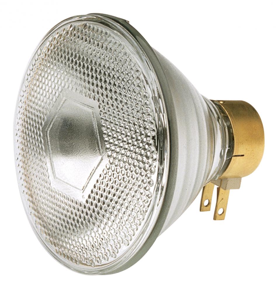 65 Watt PAR38 Incandescent; Clear; 2000 Average rated hours; 765 Lumens; Side Prong base; 120 Volt