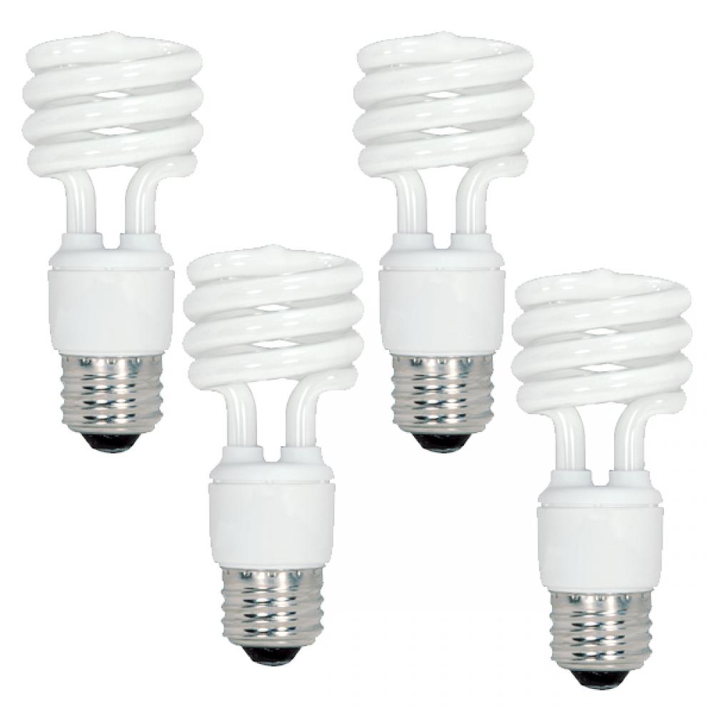 13 Watt; Mini Spiral Compact Fluorescent; 5000K; 82 CRI; Medium base; 120 Volt; 4-pack