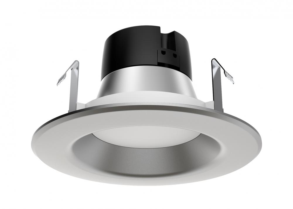 9.5 watt LED Downlight Retrofit; 4"; Brushed Nickel trim; 3000K; 120 volts; Dimmable