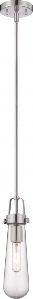 Beaker - 1 Light Mini Pendant with Clear Glass -Brushed Nickel Finish - Lamp Included