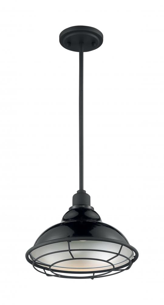 Newbridge - 1 Light Pendant with- Black and Silver & Black Accents Finish