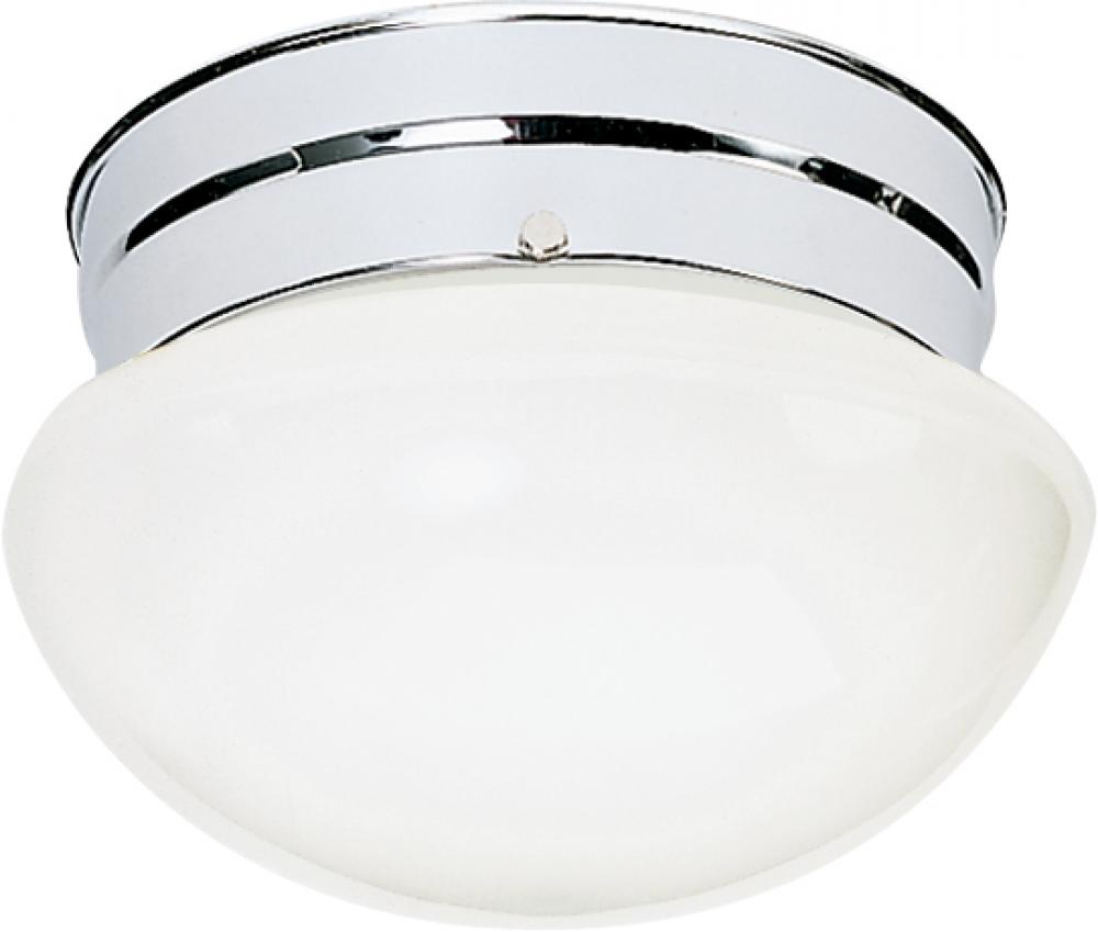 1 Light - 8" Flush with White Glass - Polished Chrome Finish