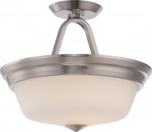 Nuvo 62/364 - Calvin - 2 Light Semi Flush with Satin White Glass - LED Omni Included