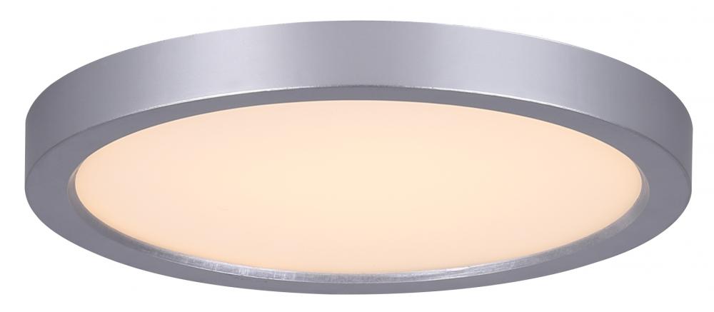 LED Disk, 7" Painted Brushed Nickel Color Trim, 15W Dimmable, 3000K, 850 Lumen, Surface mounted