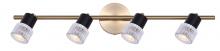 Canarm IT1161A04BKG10 - ELSEE 4 Light 29 in. Ceiling/Wall Matte Black and Gold Track Light Kit with Clear Ribbed Glass Shade