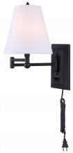 Canarm IWF113D - Wall, IWF1D ORB -G-, Swing Arm 1 Lt Wall Fixture, On/Off Switch, Fabric Shade, 60W Type C, 6.875 IN