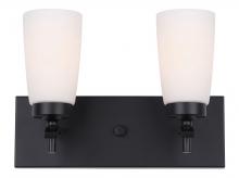 Canarm IVL326A02BK - Portia, IVL326A02BK -G-, MBK Color, 2 Lt Vanity, Flat Opal Glass, 60W Type A, 13.75inch W x 9.5inch