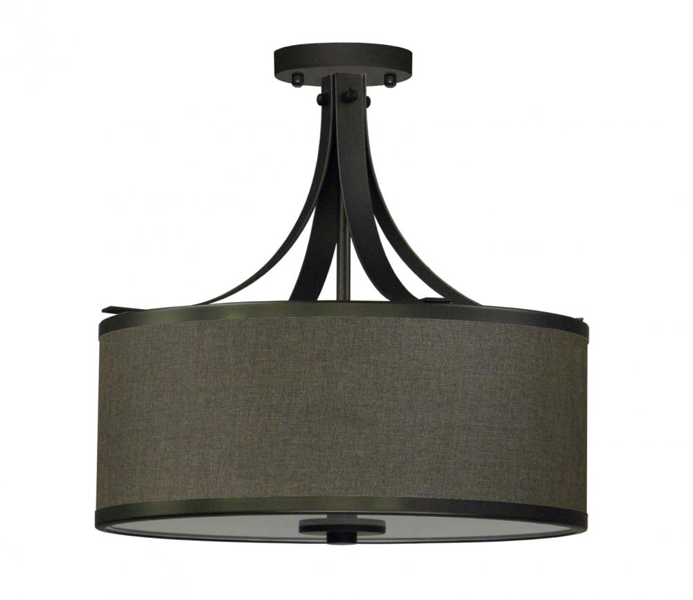 3 Light Semi Flush Drum Shade