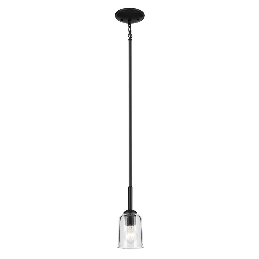 Shailene 11.25" 1-Light Mini Bell Pendant with Clear Glass in Black