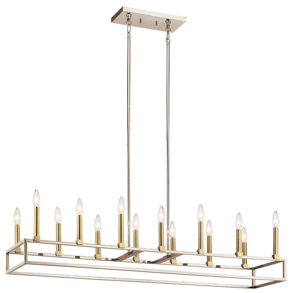 Finet™ 14 Light Linear Chandelier Polished Nickel