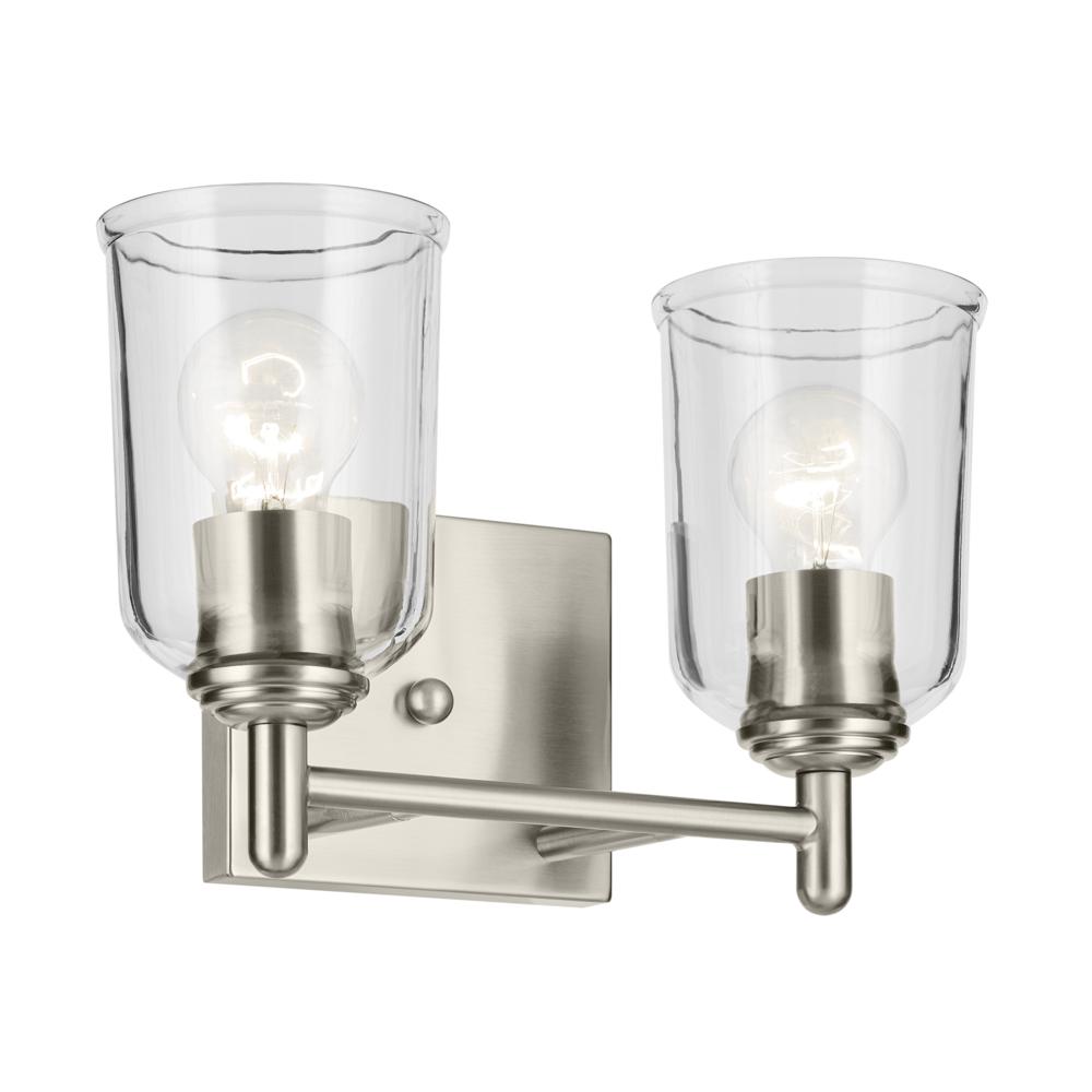 Shailene 12.5" 2-Light Vanity Light with Clear Glass in Brushed Nickel