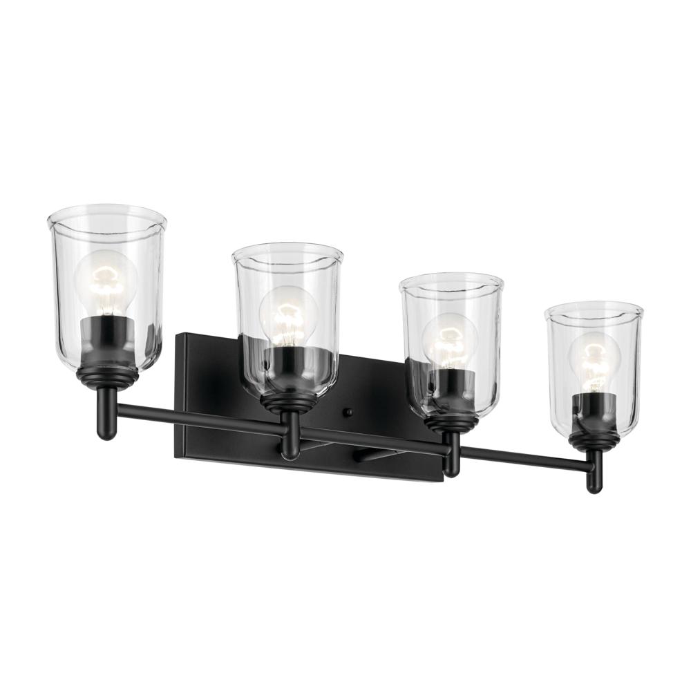 Shailene 29.75" 4-Light Vanity Light with Clear Glass in Black