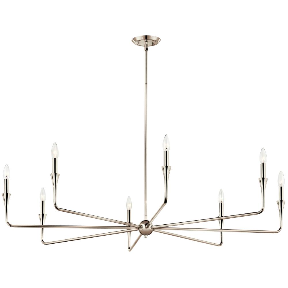 Alvaro 50 Inch 8 Light Chandelier in Polished Nickel