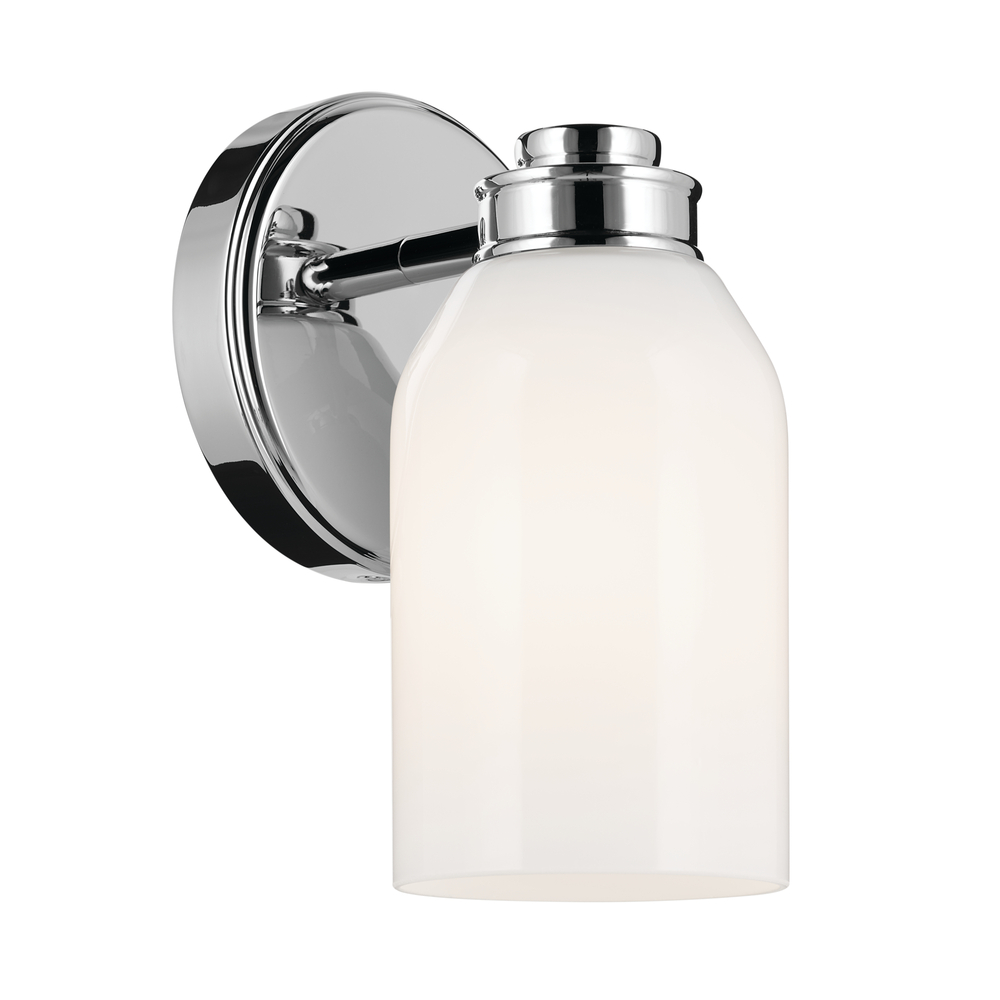 Shae 8.25" 1-Light Wall Sconce with White Opal Glass in Chrome