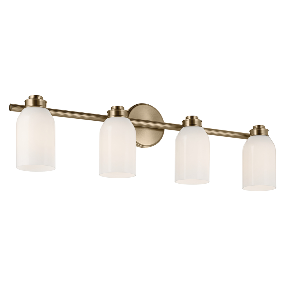 Shae 31" 4-Light Vanity Light with White Opal Glass in Champagne Bronze