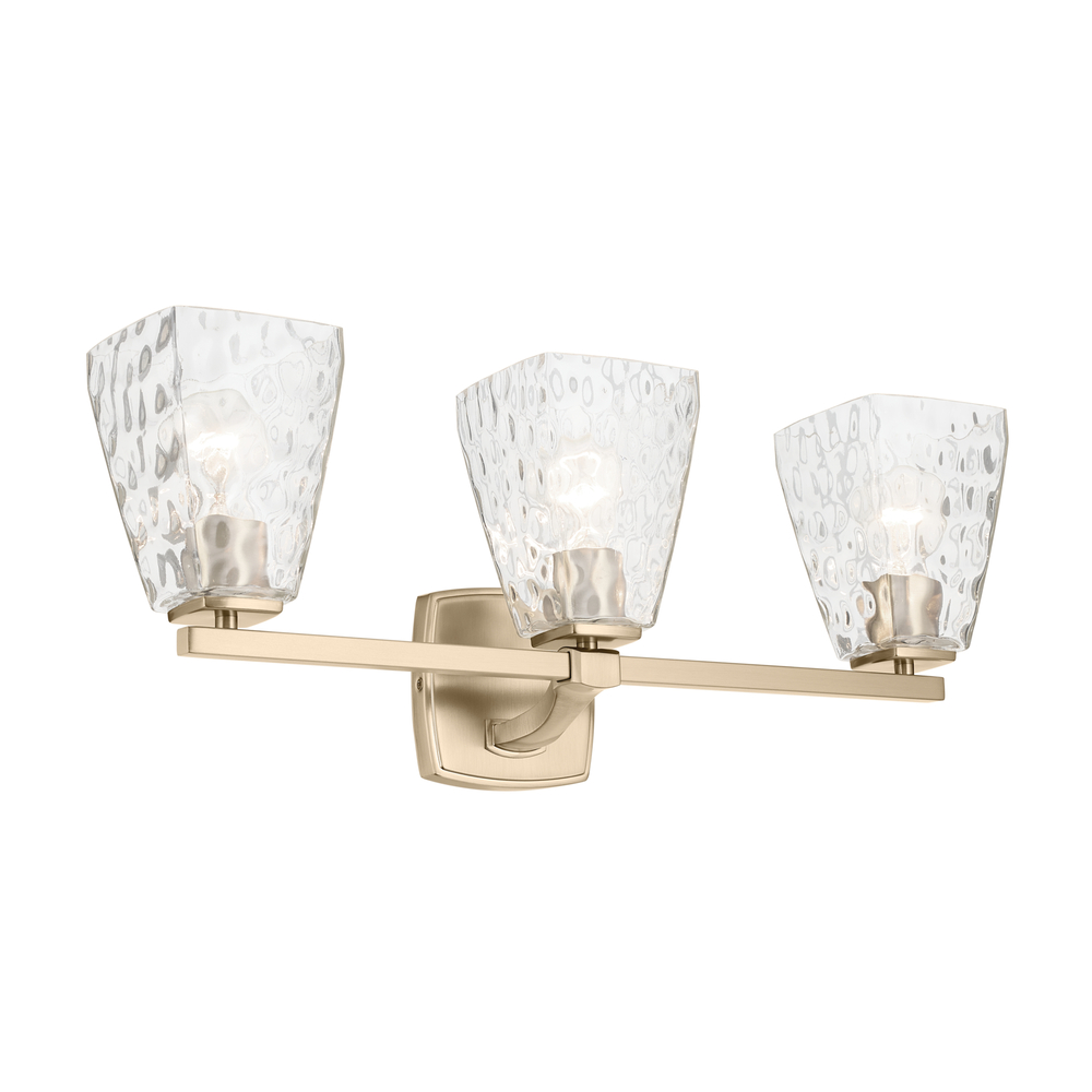 Marant 23.75" 3-Light Vanity Light with Clear Water Glass in Champagne Bronze