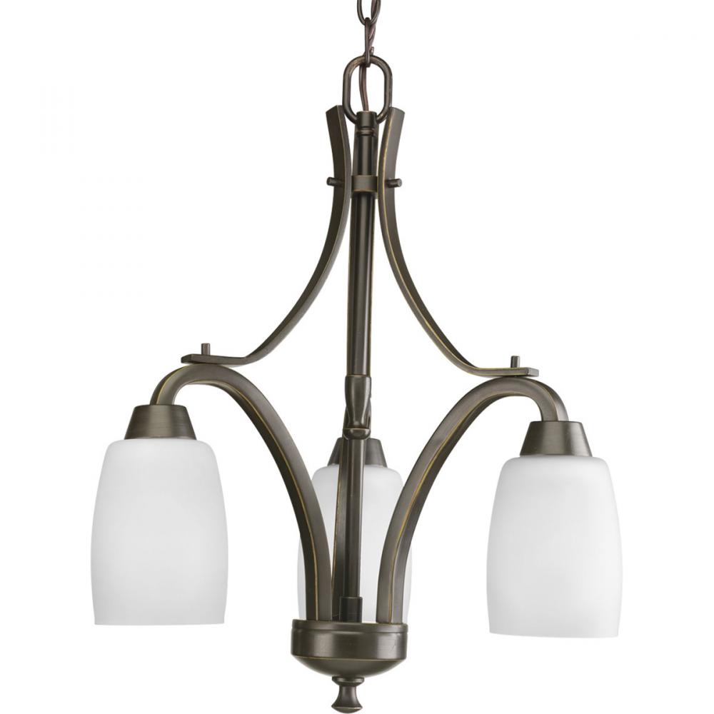 Wisten Collection Three-Light Antique Bronze Etched Glass Modern Chandelier Light