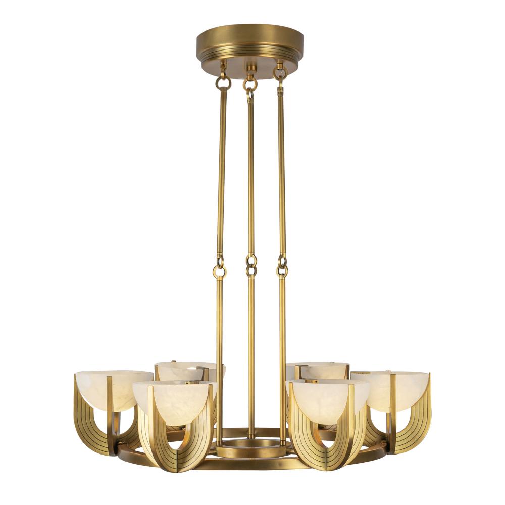 Colette 27-in Vintage Brass/Alabaster LED Chandelier