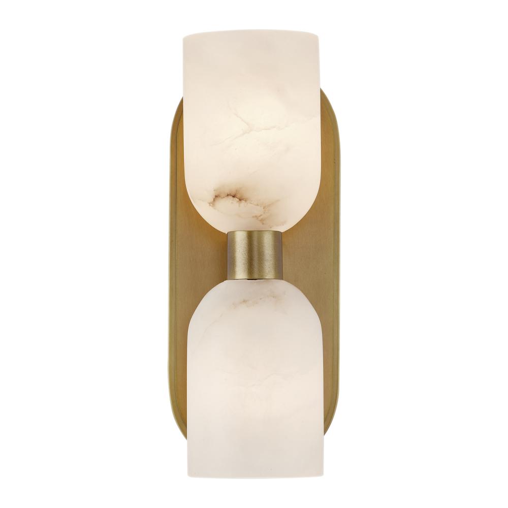 Lucian 11-in Vintage Brass/Alabaster 2 Lights Wall/Vanity