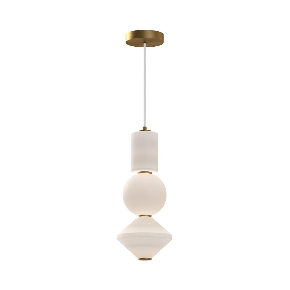 Bijou 8-in Aged Gold/Opal Matte Glass LED Pendant